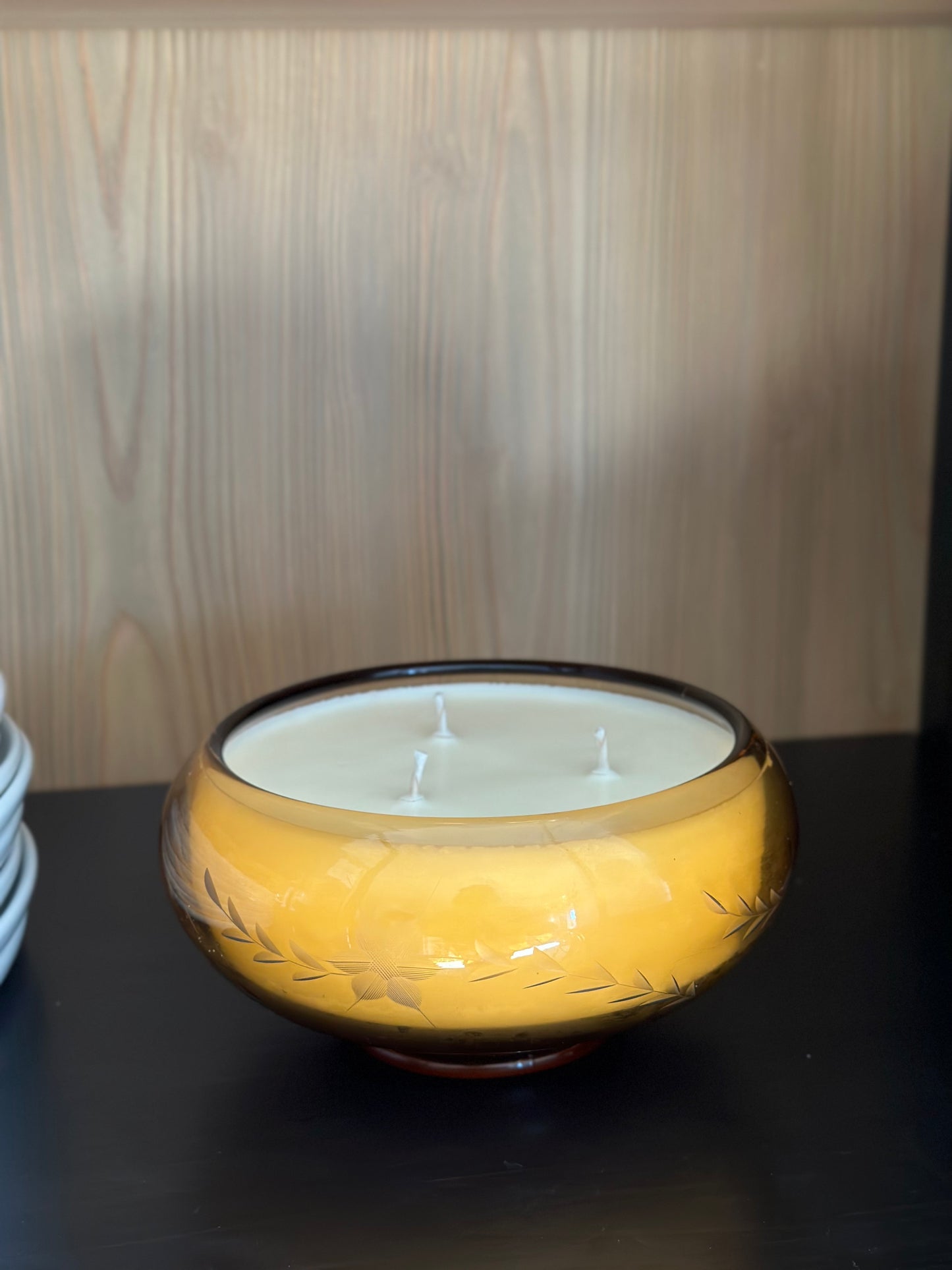 Vintage Candle Amber Bowl