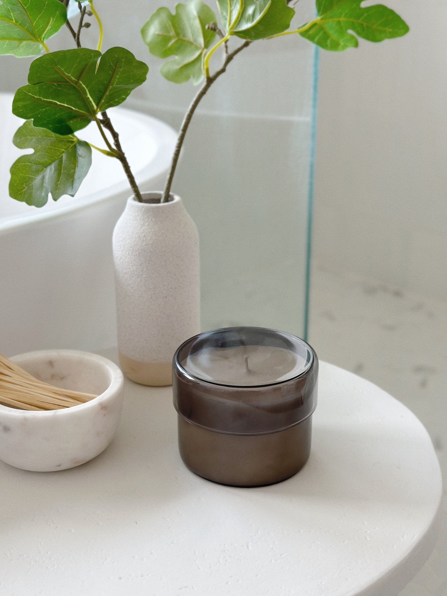 Translucent Black Glass Candle with Lid