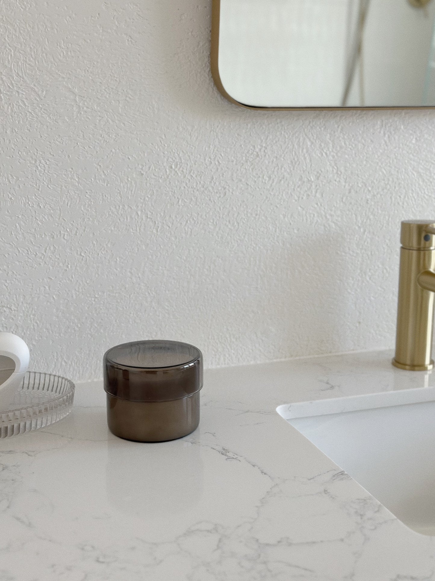 Translucent Black Glass Candle with Lid