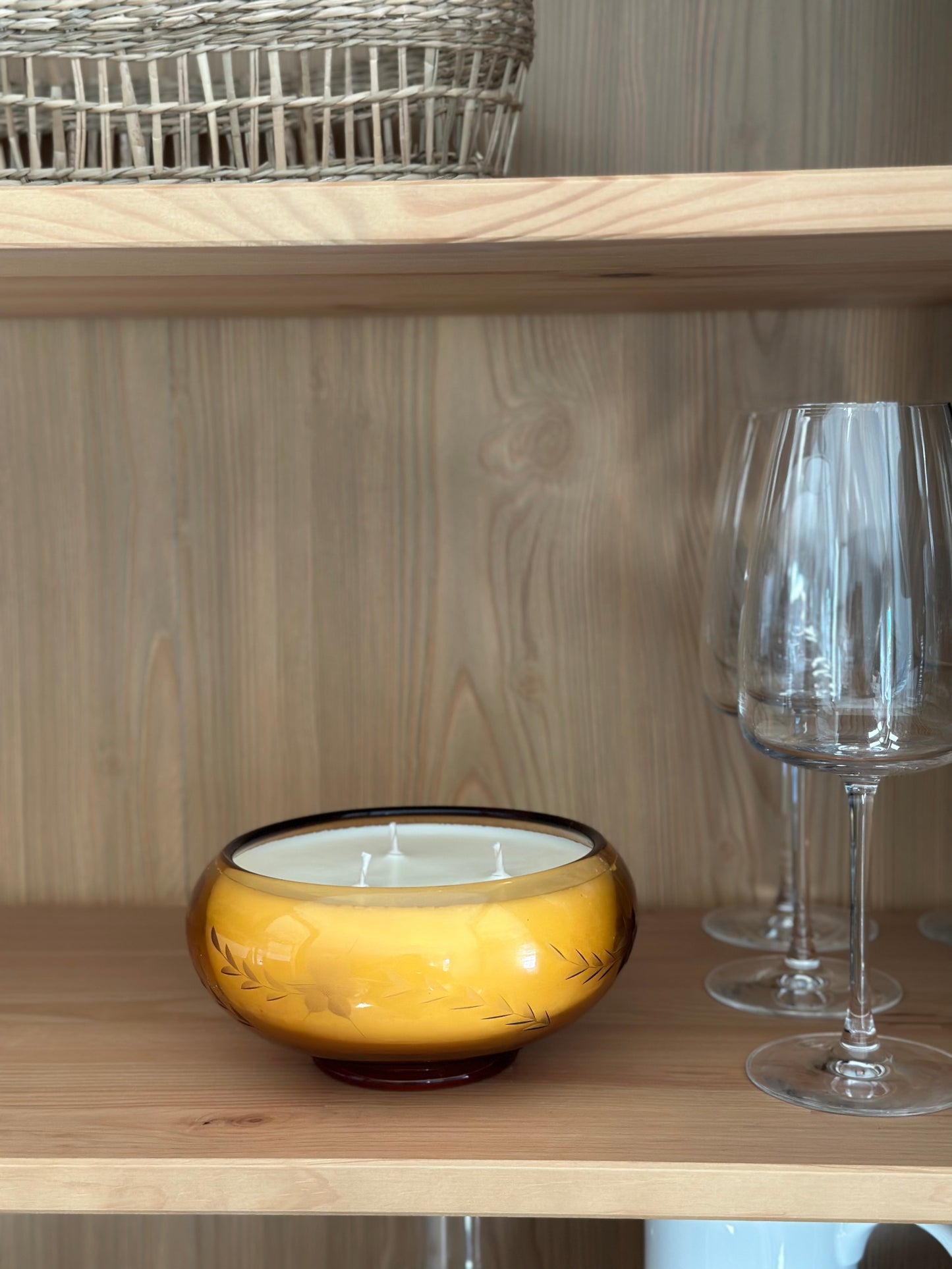 Vintage Candle Amber Bowl