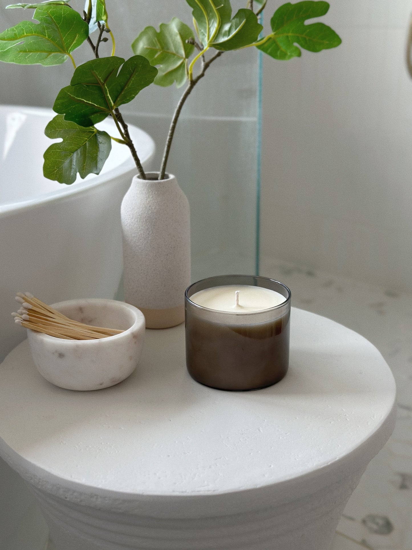 Translucent Black Glass Candle with Lid