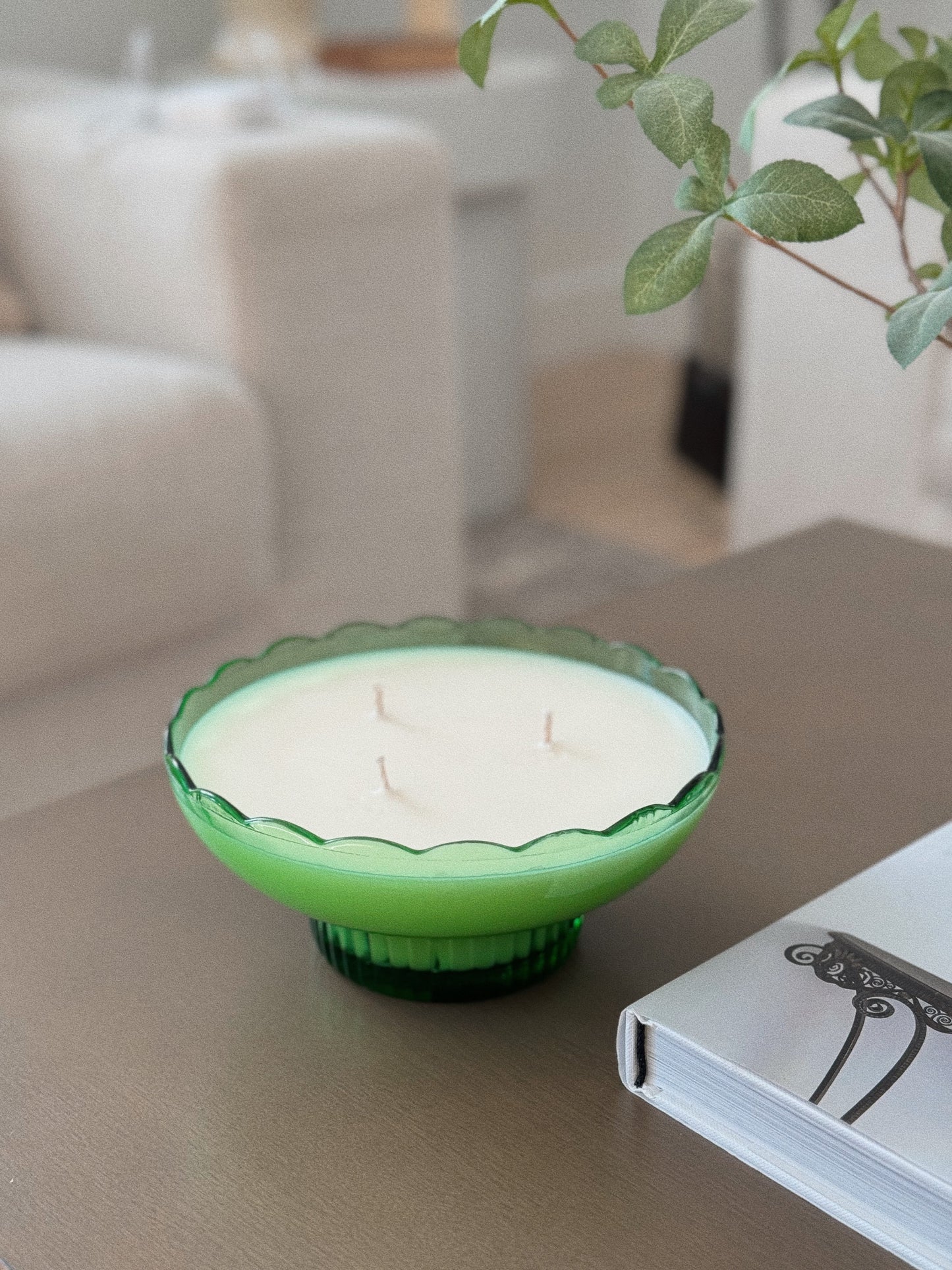 Vintage green candle bowl