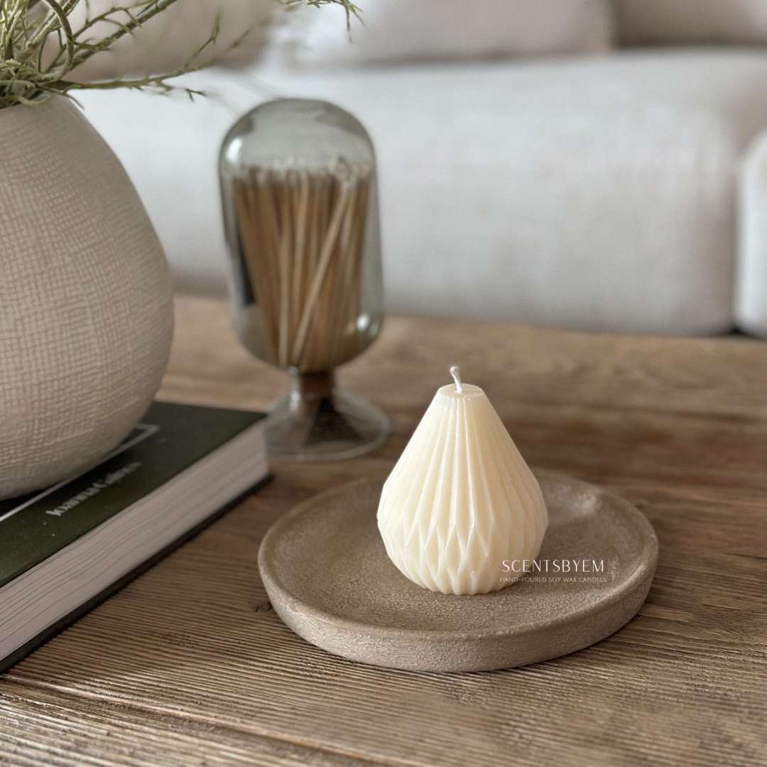 Origami Pear Candle, Lantern Pillar Soy Wax Candle