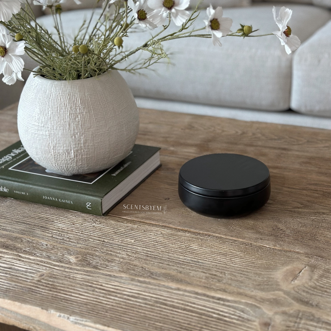 Large Black Candle Bowl With Lid, Soy Wax Candle