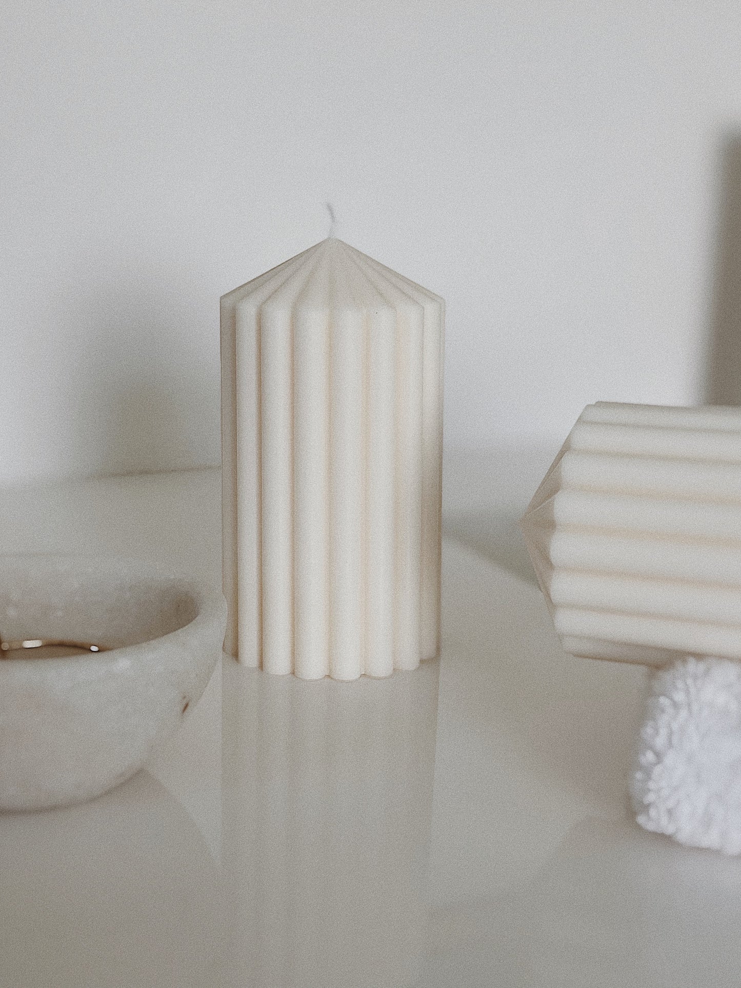 Ribbed Pillar Candles, Soy Wax Candles
