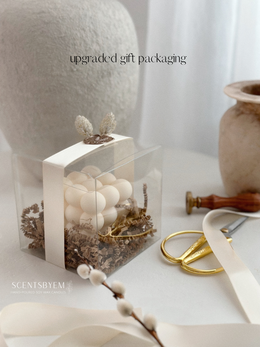 Bubble Candle, (Medium) Soy Wax Pillar Candle