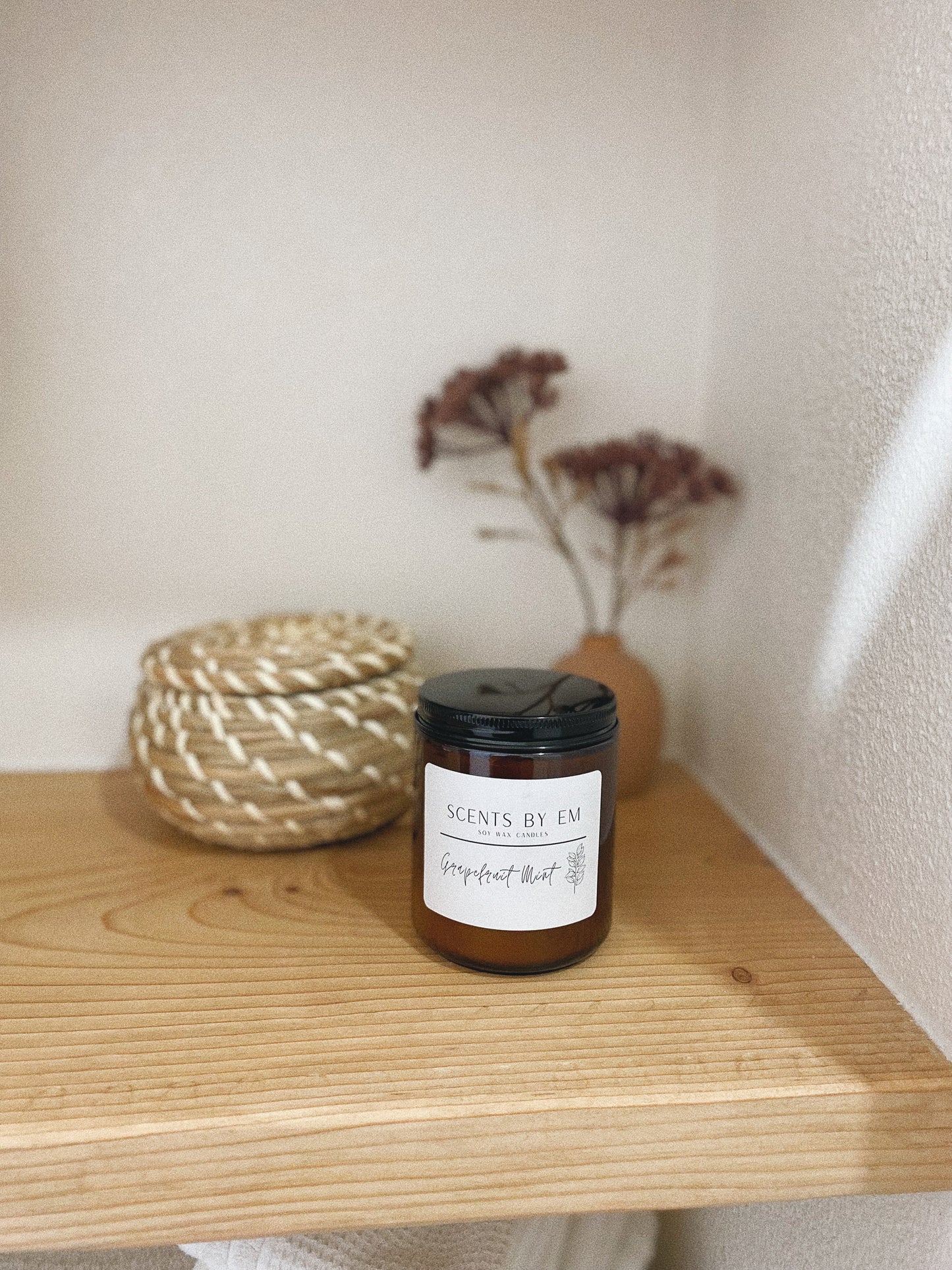 Amber Candle Jar, Soy Wax Candle