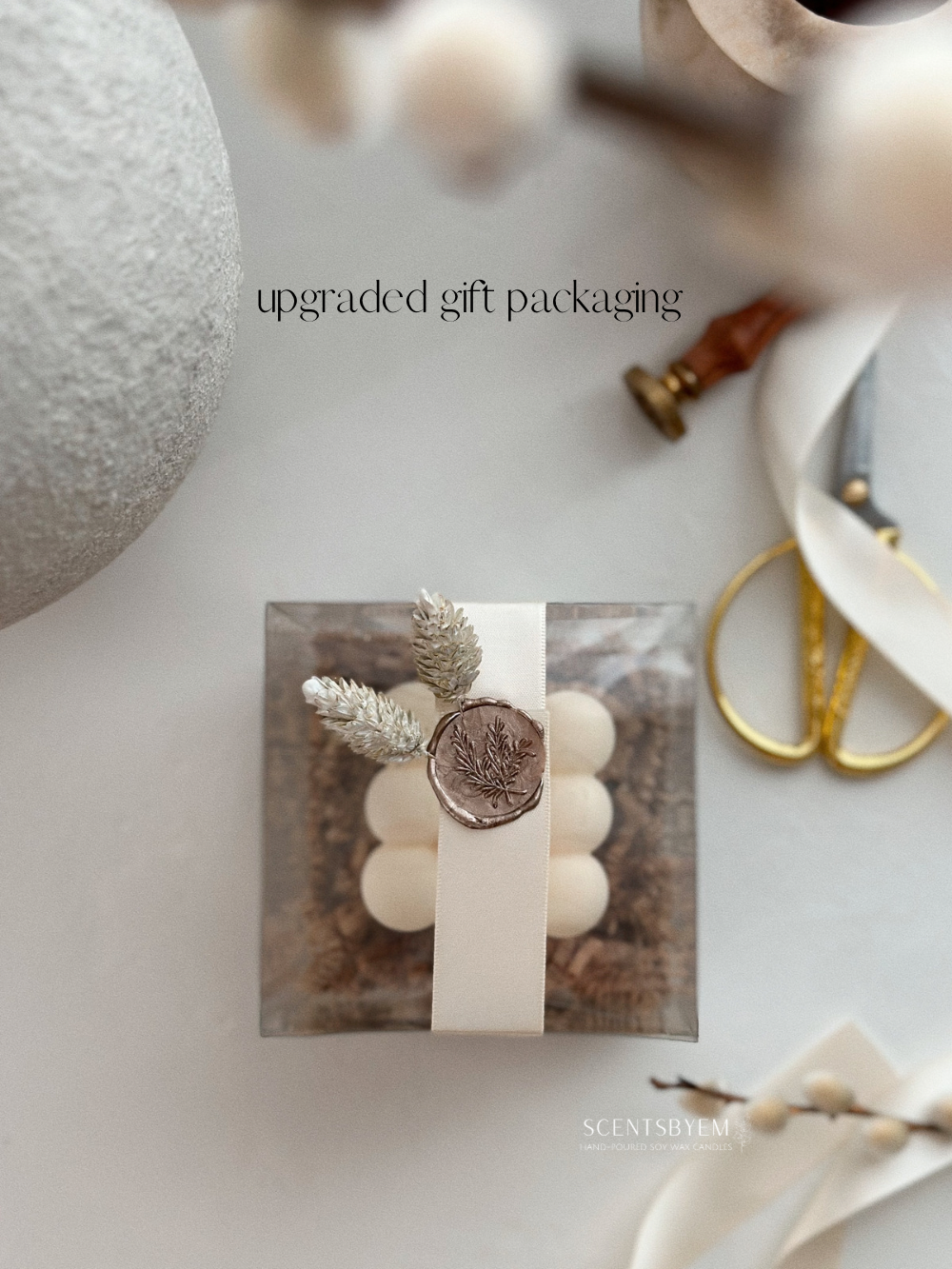 Bubble Candle, (Medium) Soy Wax Pillar Candle