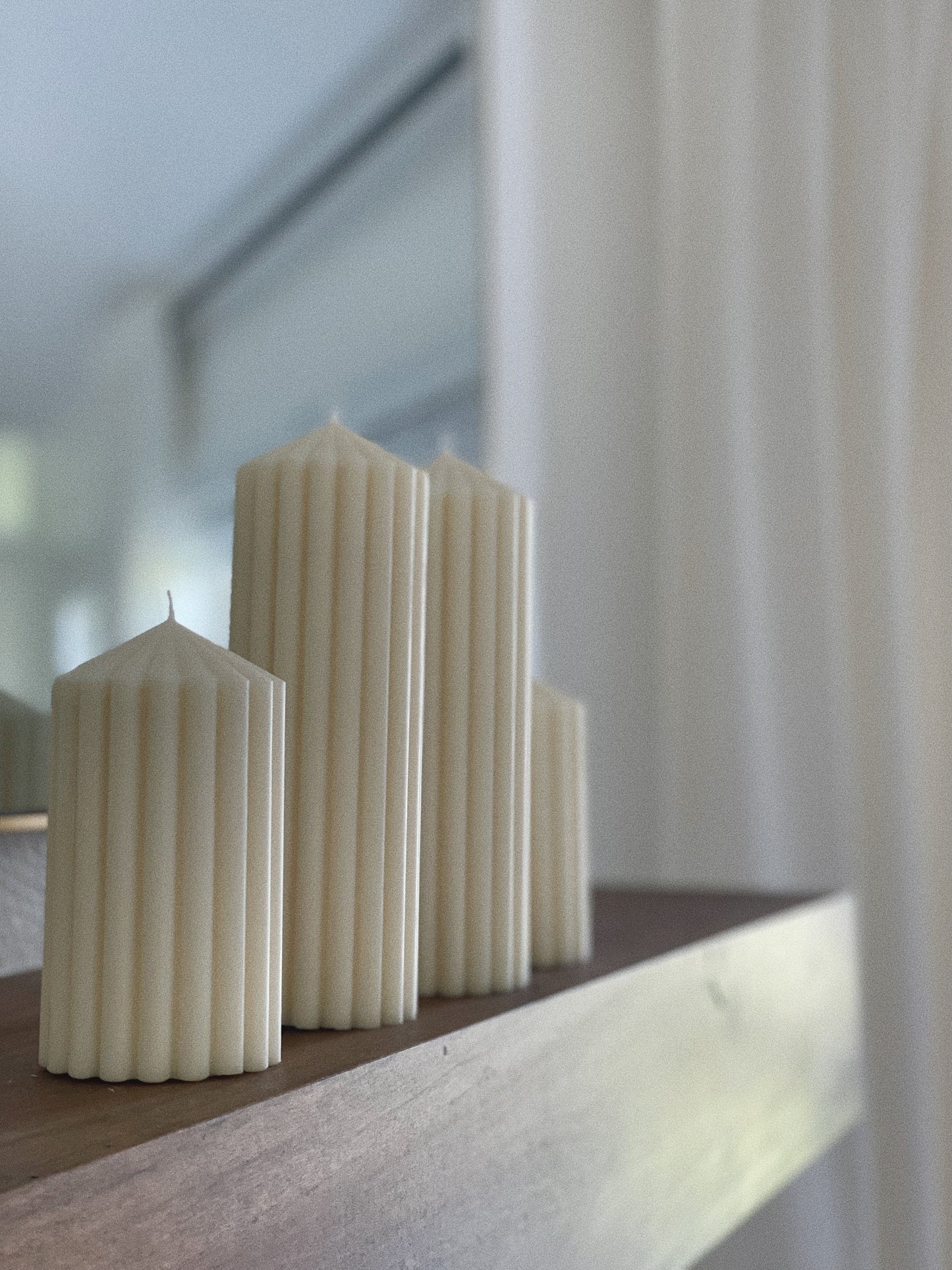Ribbed Pillar Candles, Soy Wax Candles