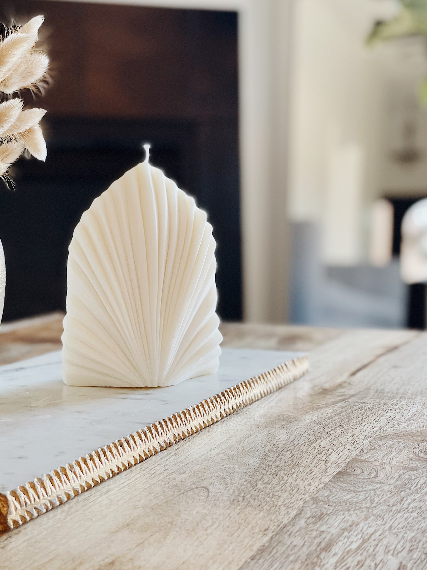 Palm Leaf Pillar Candle- Large Soy Wax Palm Spear