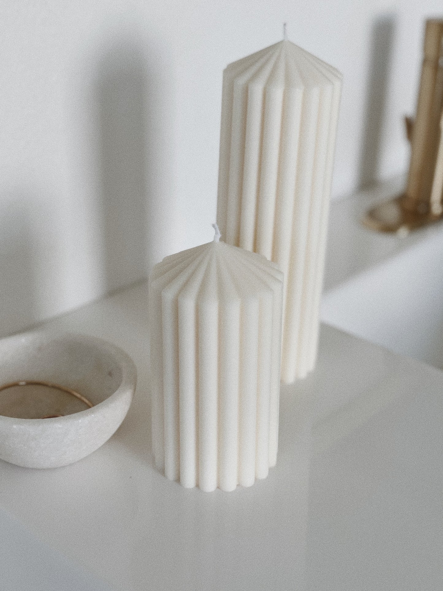 Ribbed Pillar Candles, Soy Wax Candles
