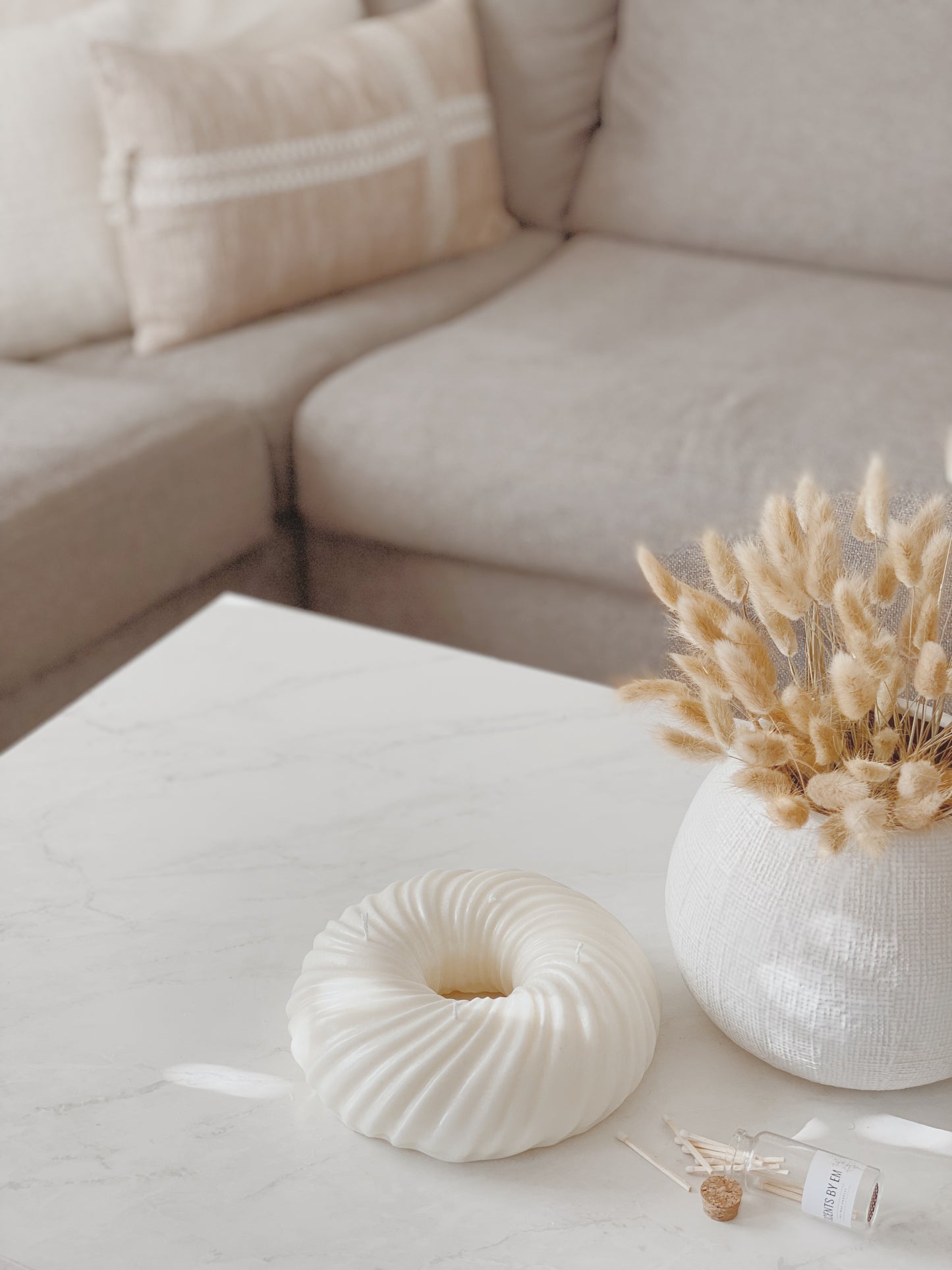 Halo Pillar Soy Wax Candle, Large 4 Wick Decorative Candle