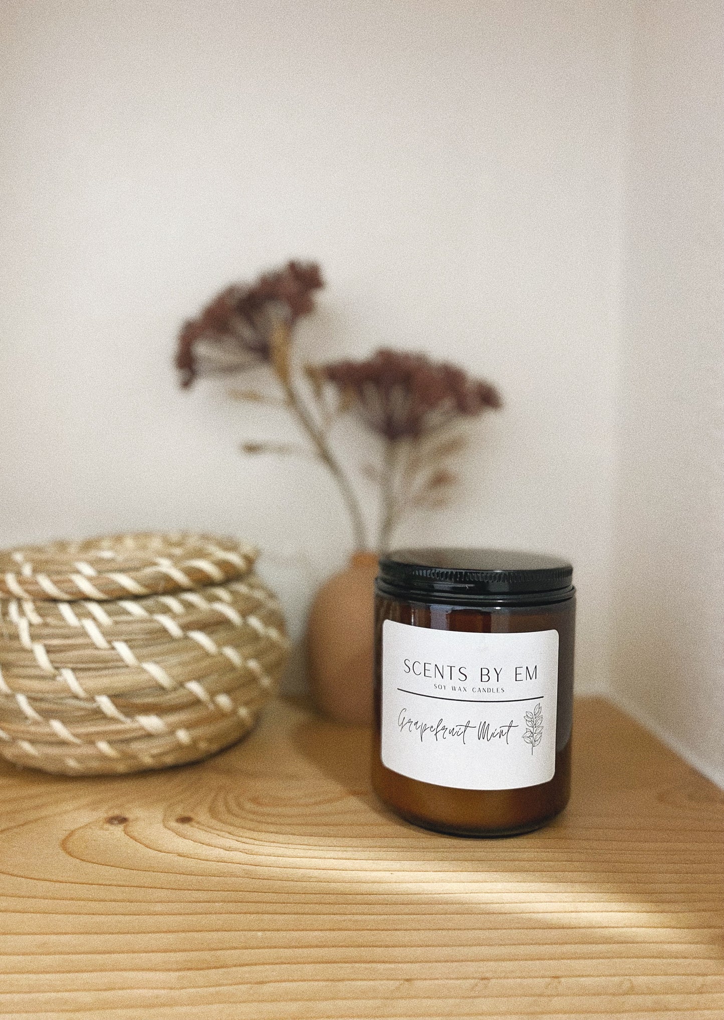 Amber Candle Jar, Soy Wax Candle