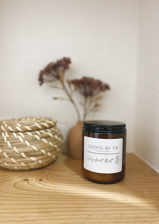 Amber Candle Jar, Soy Wax Candle