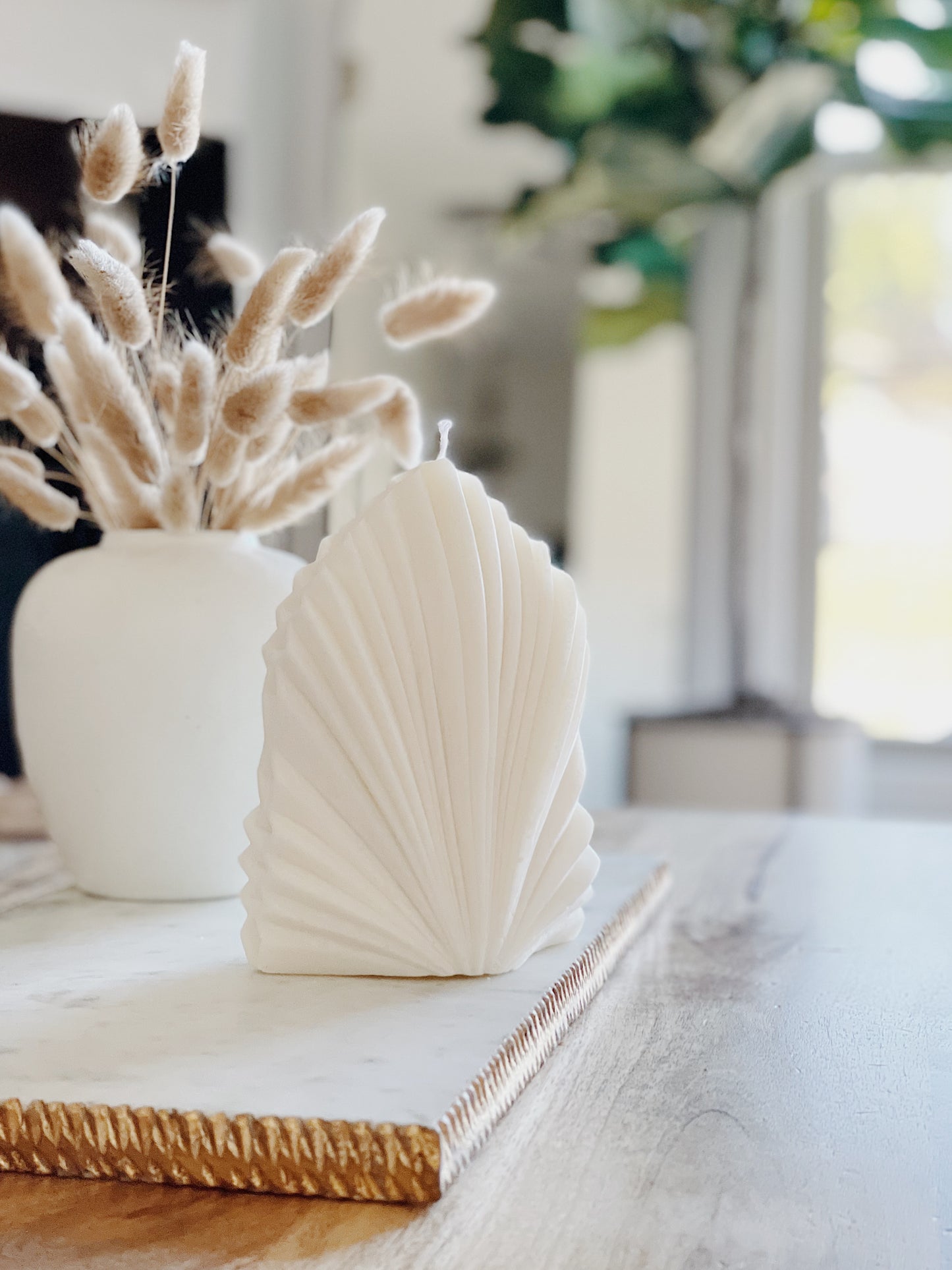 Palm Leaf Pillar Candle- Large Soy Wax Palm Spear