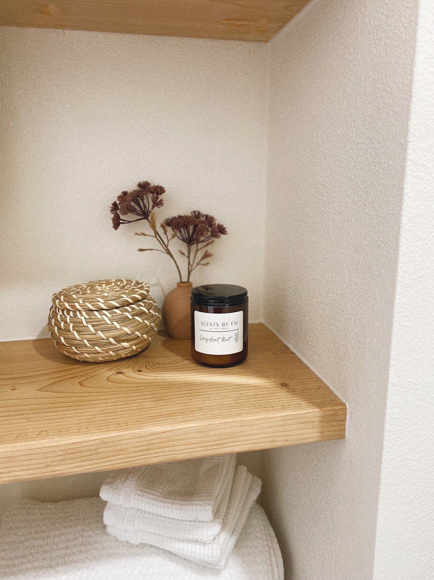 Amber Candle Jar, Soy Wax Candle