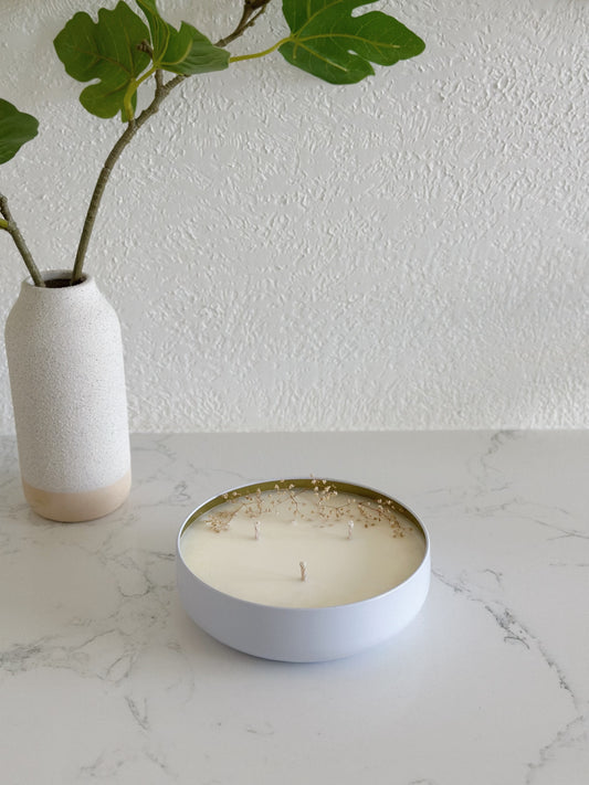 Large White Candle Bowl With Lid, Soy Wax Candle, 3-wick Candle Bowl