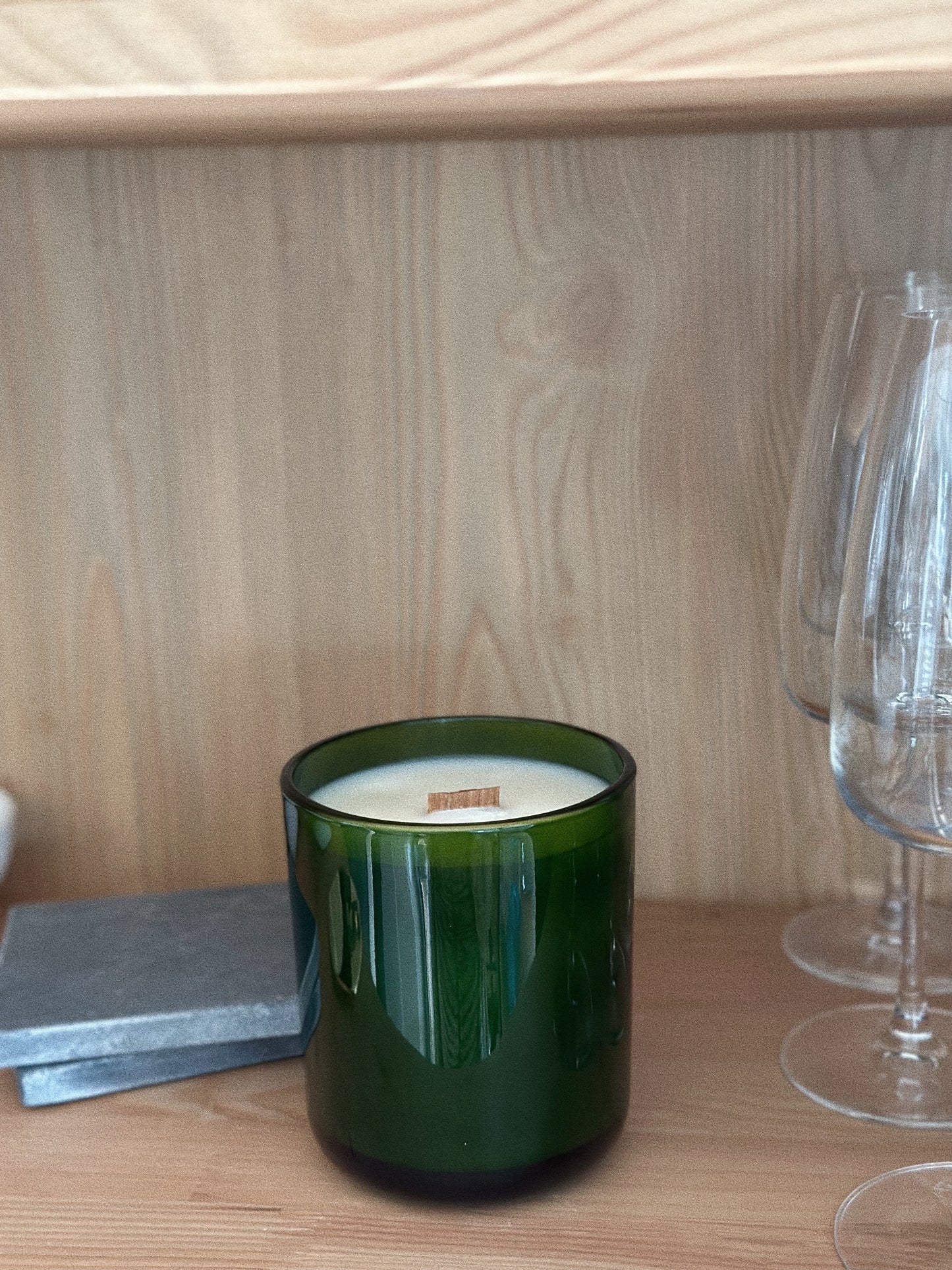 Green Glass Candle