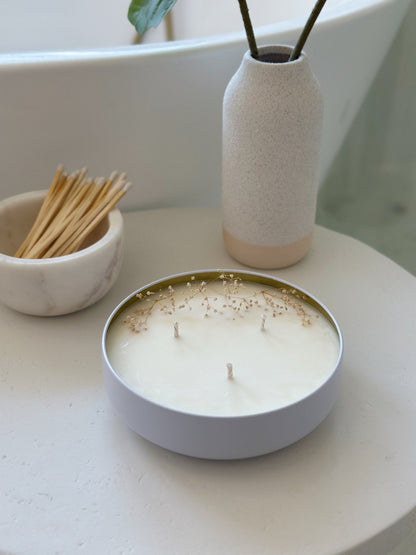 Large White Candle Bowl With Lid, Soy Wax Candle, 3-wick Candle Bowl