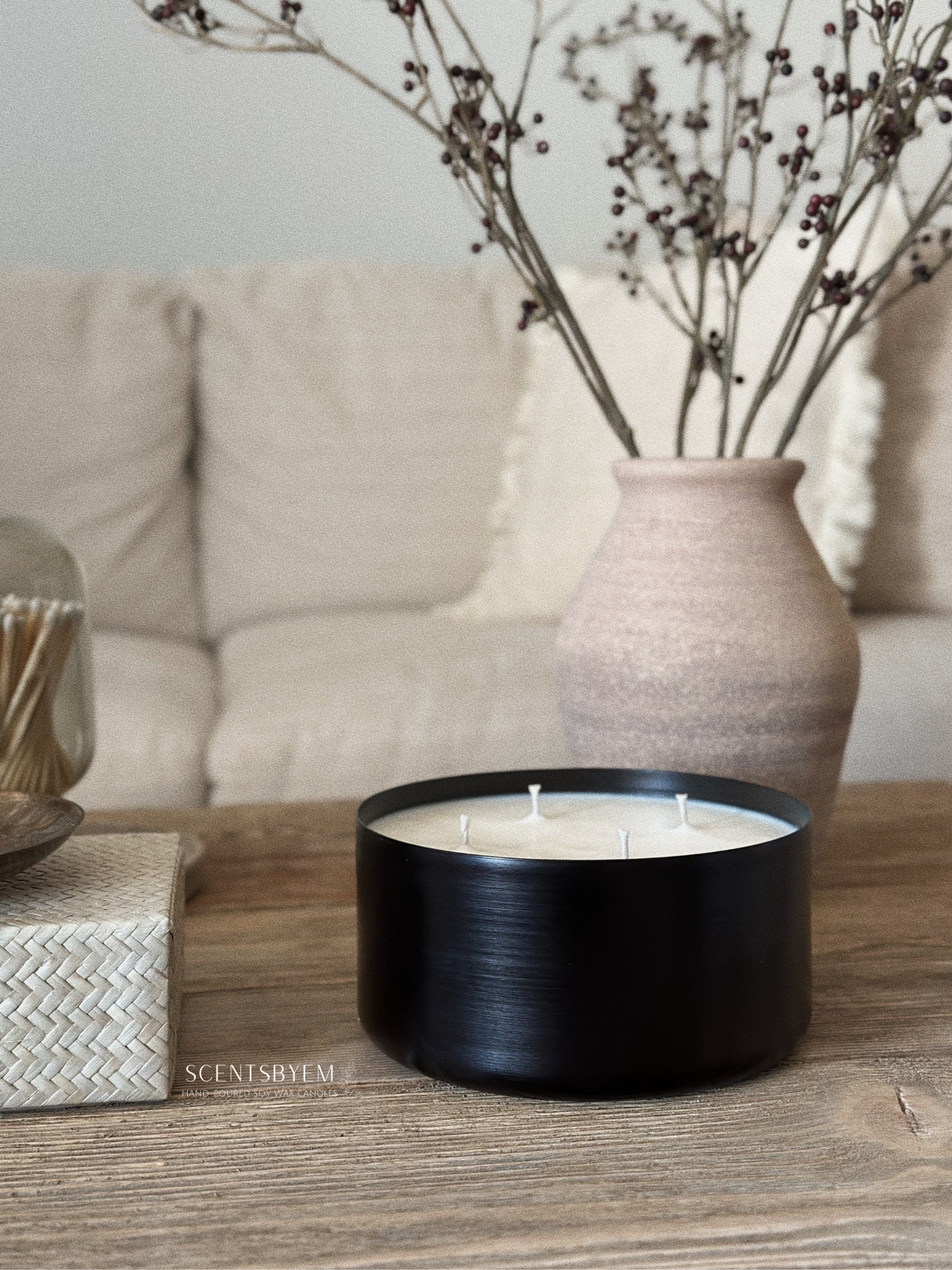 Large Black Candle Bowl