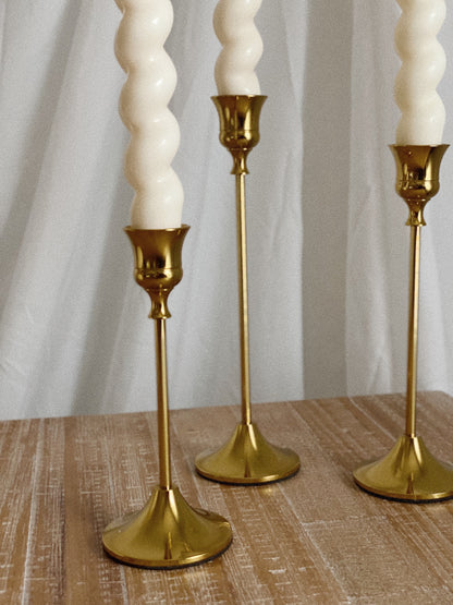 Gold Candle Stick Holders, Set of 3