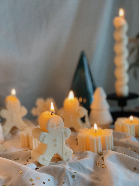 Ginger Bread Man Candle. Soy Wax Pillar Candle