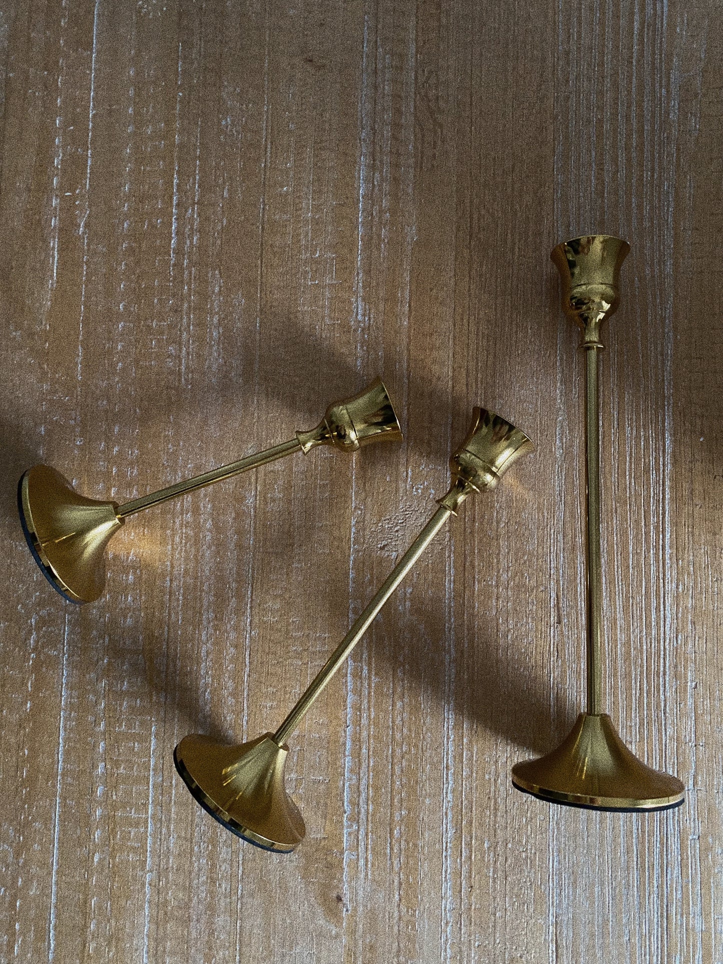 Gold Candle Stick Holders, Set of 3