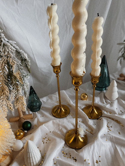 Gold Candle Stick Holders, Set of 3